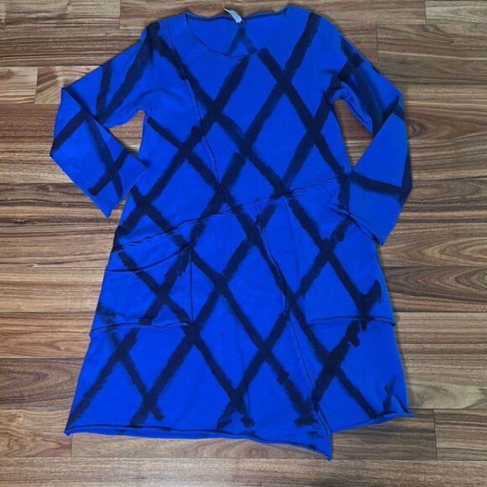 Cynthia Ashby Women's small Cotton Blue Art To Wear Lagenlook dress oversized